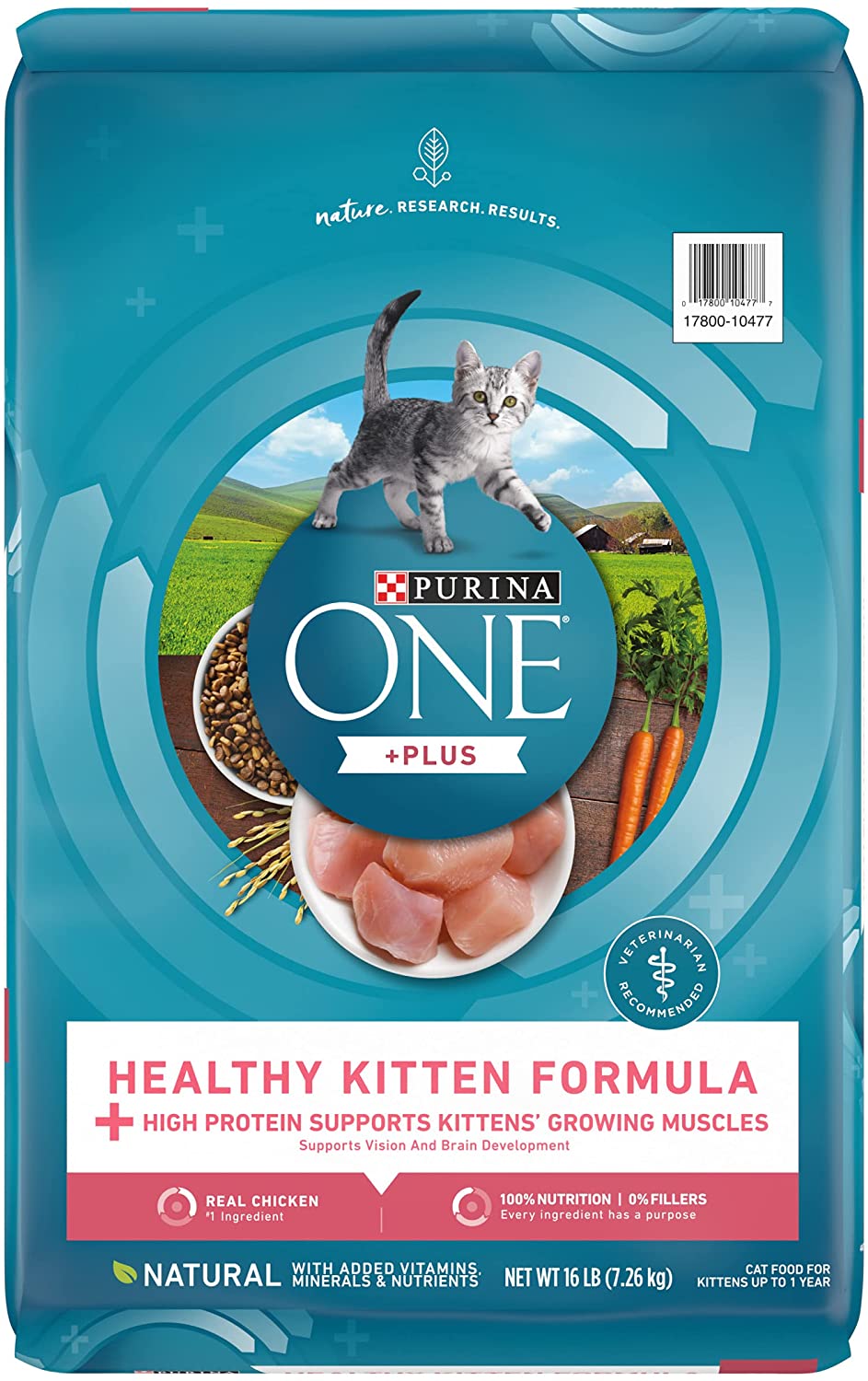 Purina ONE Healthy Kitten Formula Kitten Food， Chicken - Dry Cat 16 LBS