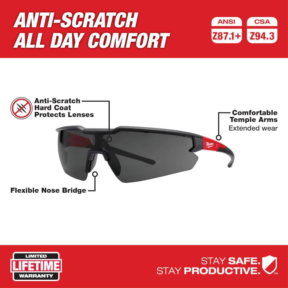 MW Tinted Safety Glasses Anti-Scratch Lenses and Red Disposable Earplugs (100-Pack) with 32 dB Noise Reduction Rating 48-73-2015-48-73-3005