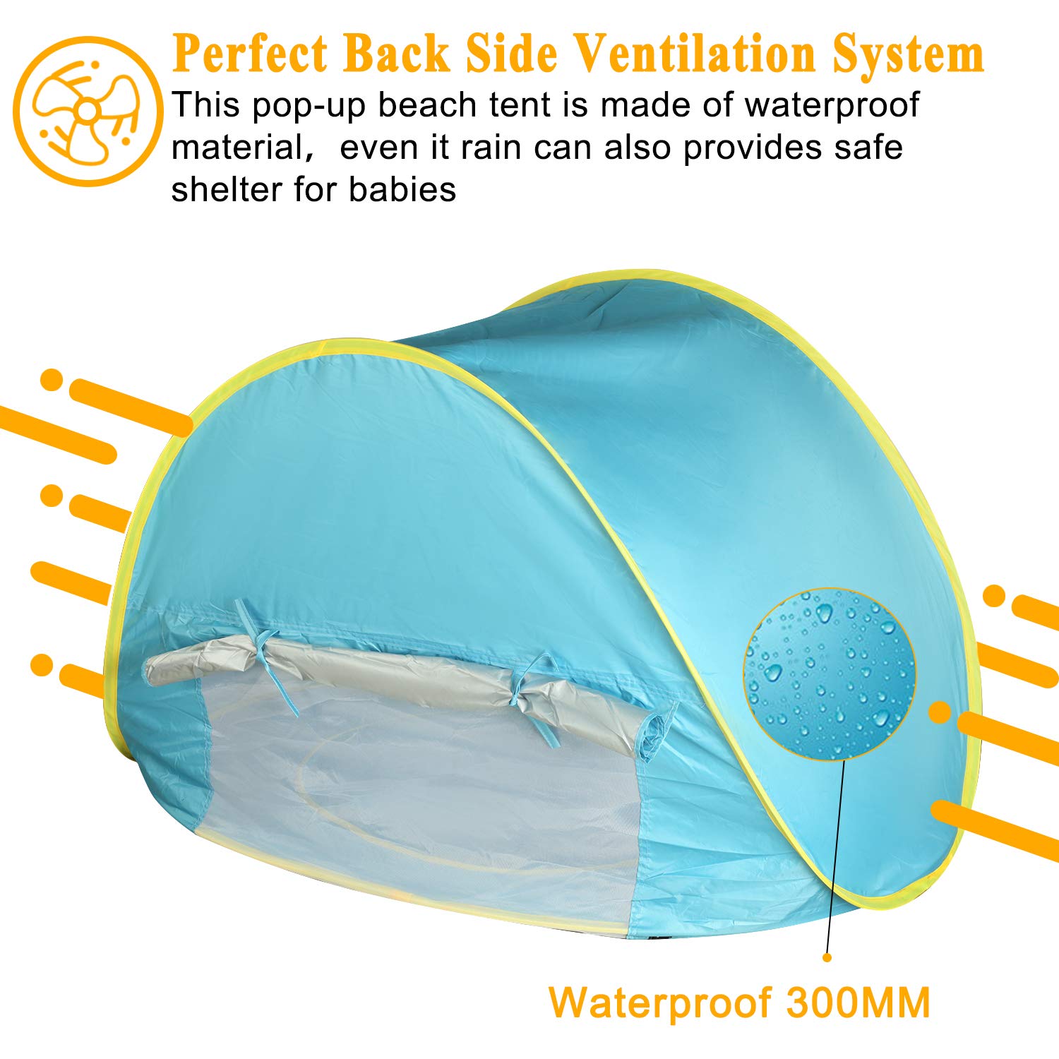 DOTSOG Baby Beach Tent Pop Up Portable Shade Pool UPF 50+ Protection Sun Shelter Beach Umbrella for Infant Beach Camping Fishing Hiking Blue