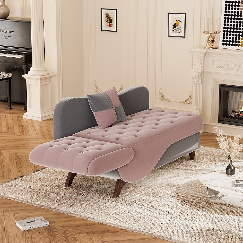 Ouyessir Upholstered Storage Chaise Lounge Chair with Left Armrest   Lumbar Pillow