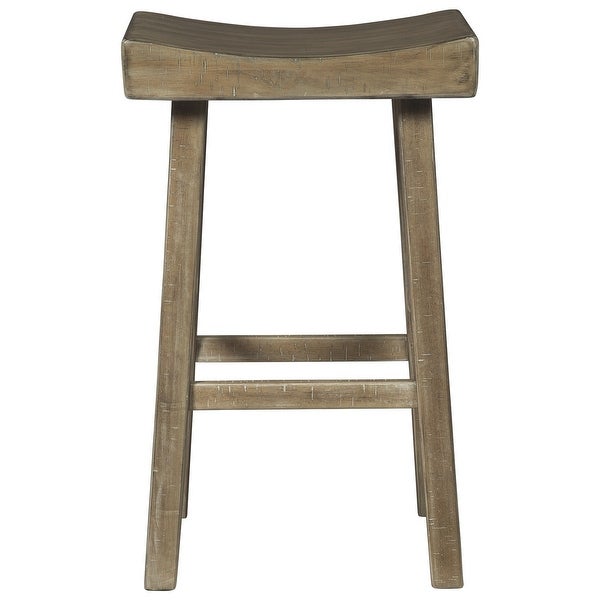 31 Inch Wooden Saddle Stool with Angular Legs， Set of 2 - 31 H x 13 W x 18 L Inches