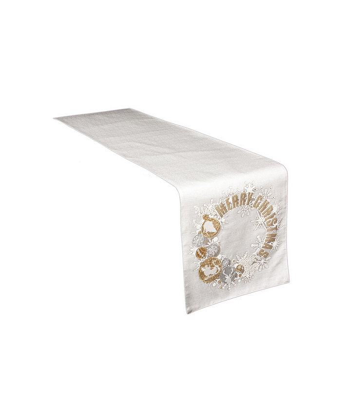 Manor Luxe Ornament Wreath Christmas Table Runner 13.5 x 72