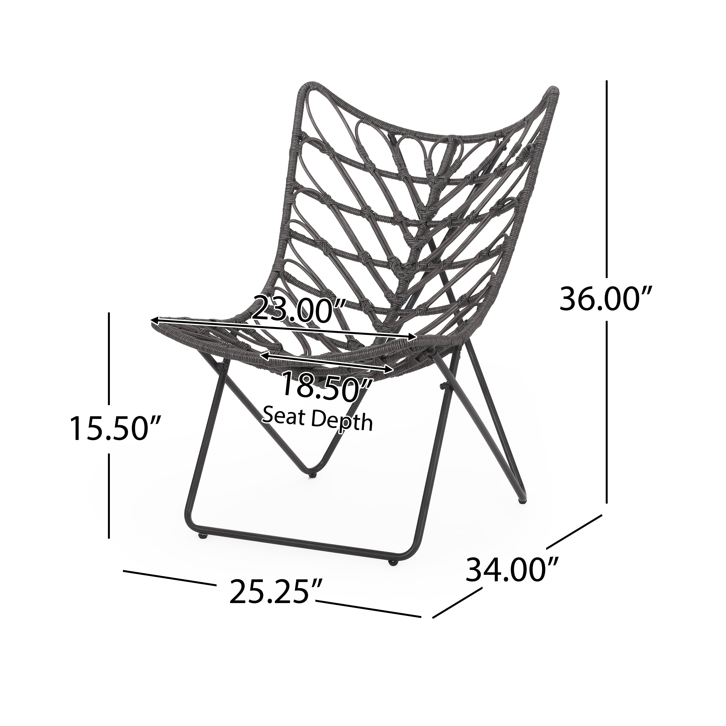 Danbury Outdoor Boho Modern Wicker 3 Piece Chat Set