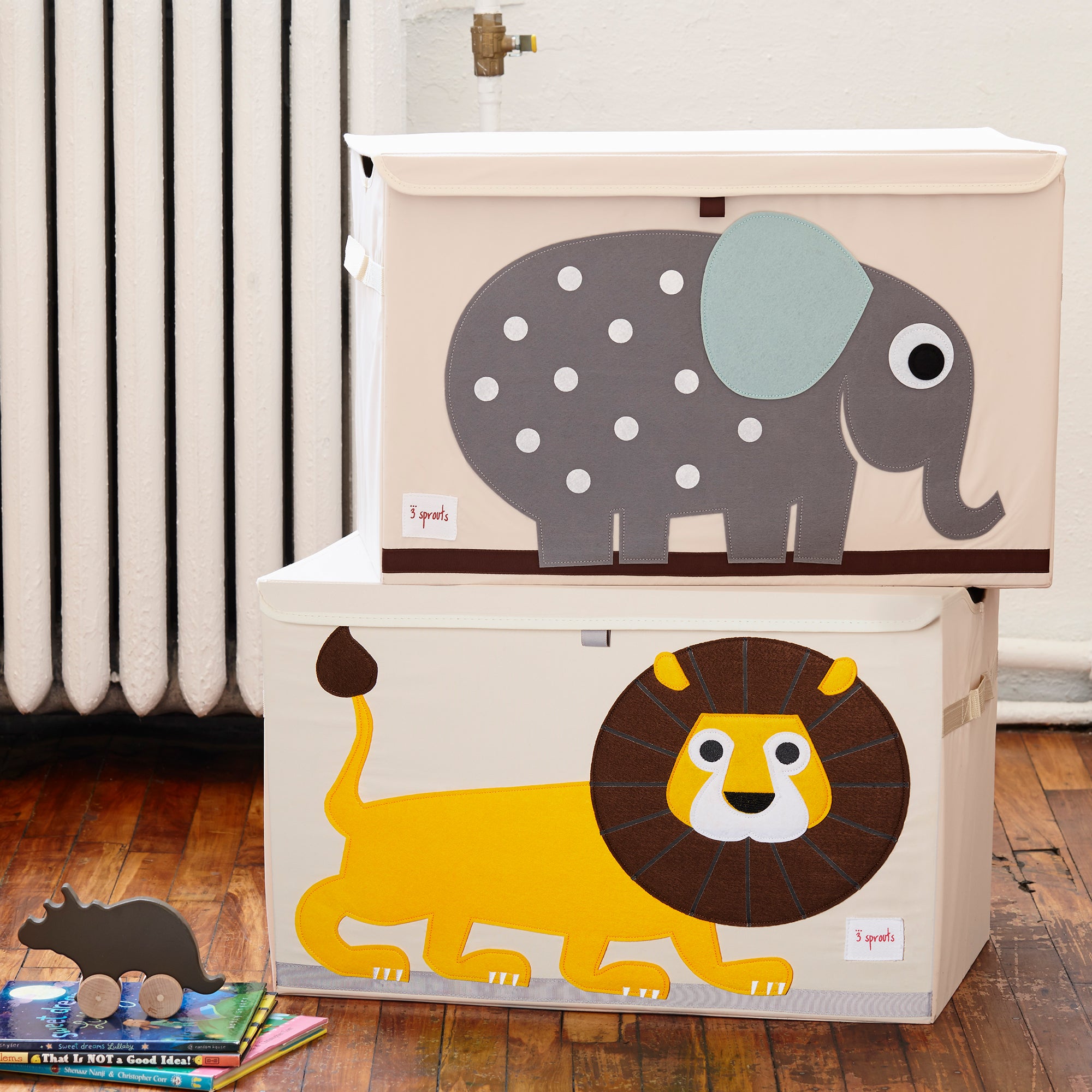 3 Sprouts UTCLIO Collapsible Toy Chest Storage Bin for Kid's Playroom, Lion