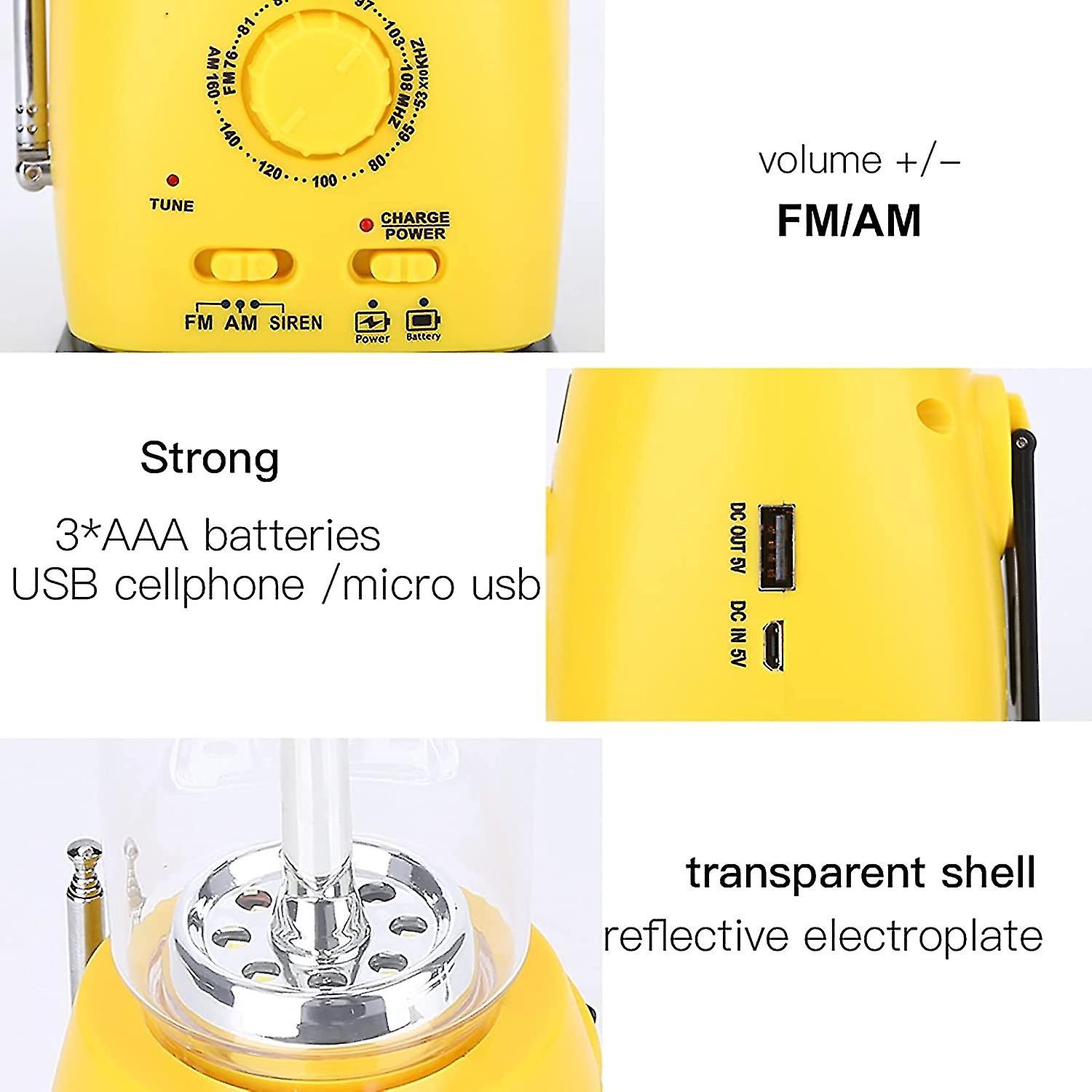 Led Camping Lantern，solar Rechargeable，hand Crank With Am/fm Radio