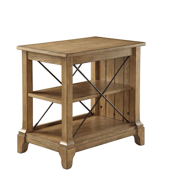 Wooden Side Table With 2 Compartments - 24 H x 24 W x 16 L Inches