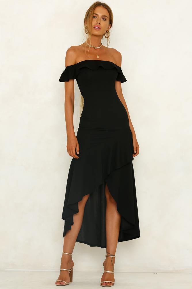 Heart On The Line Maxi Dress Black