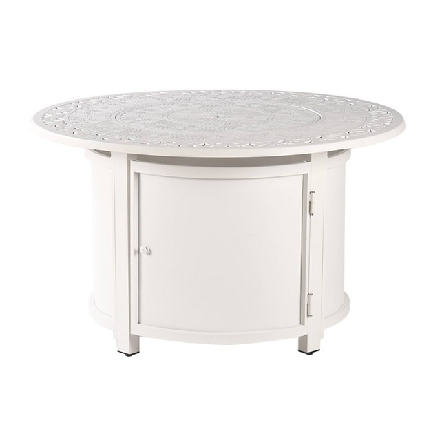 Round Aluminum 55000 Btus Propane Fire Pit Table With Two Covers Oakland Living