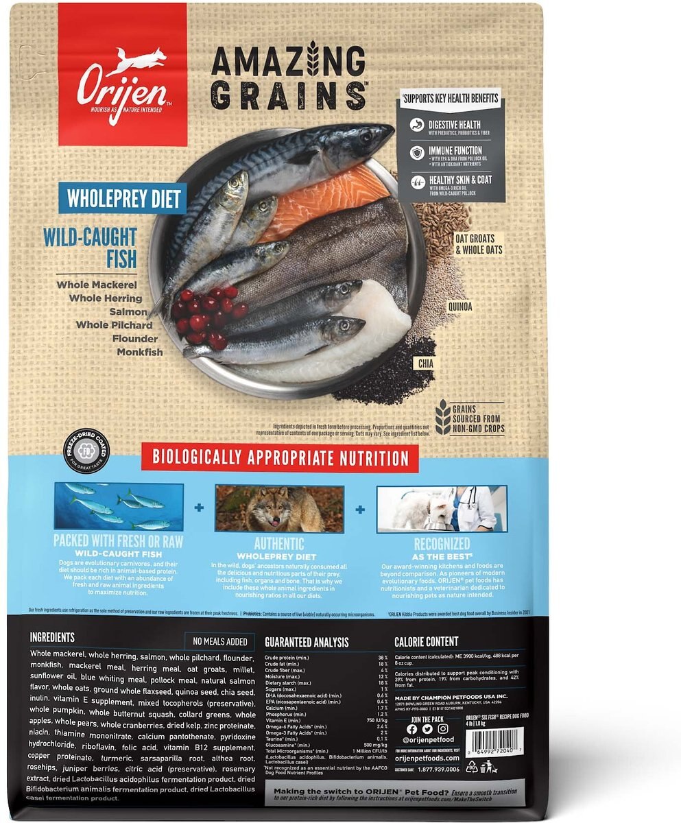 ORIJEN Amazing Grains Six Fish Recipe Dry Dog Food