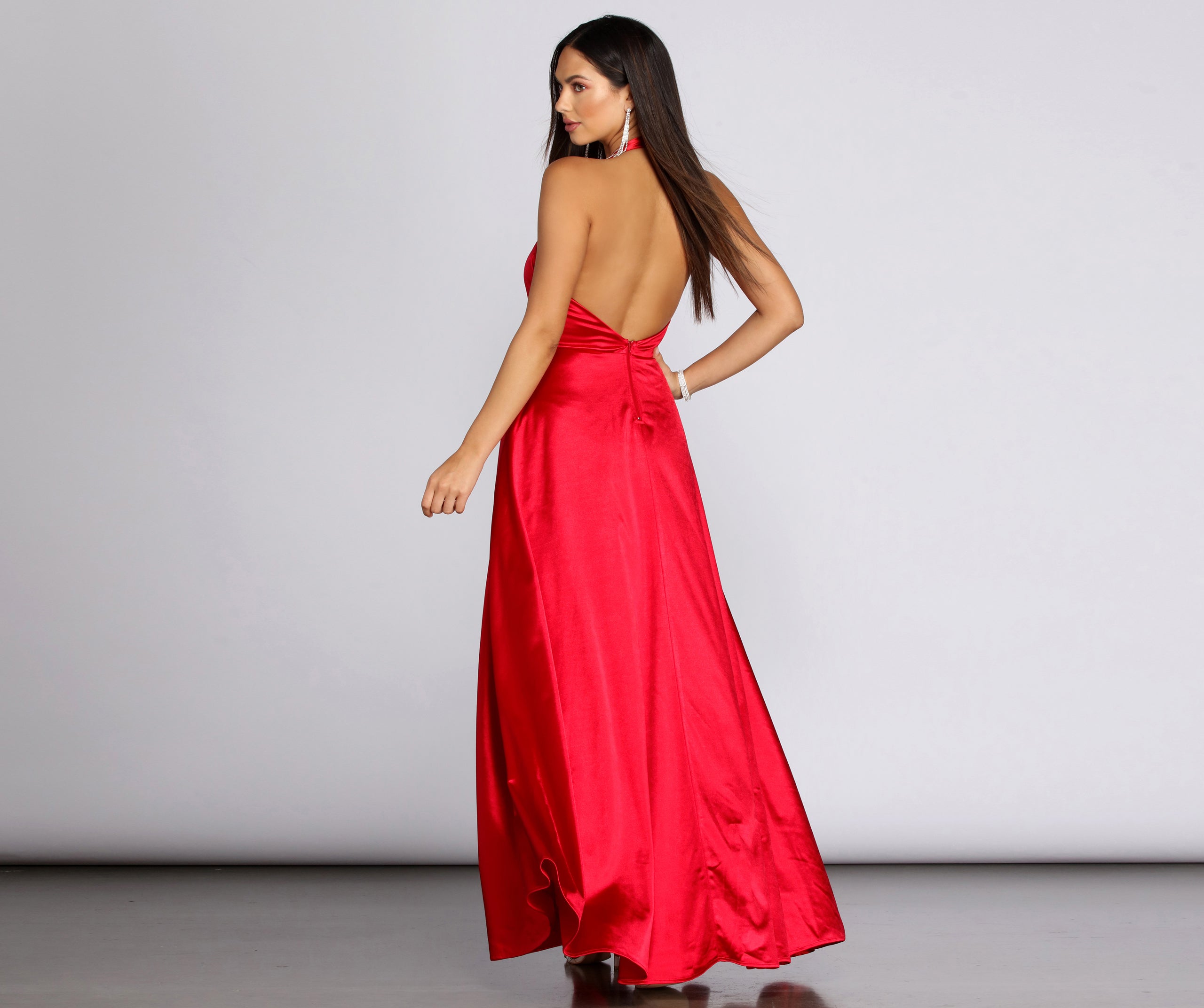 Hazel Formal Halter Satin Dress