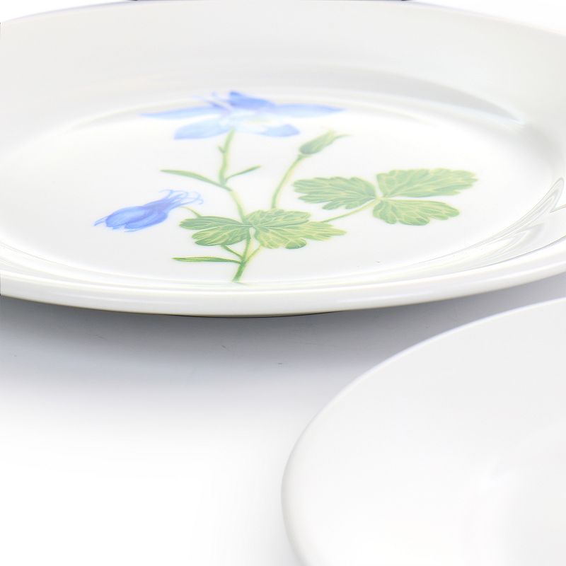 Gibson Everyday Botanical Garden 4 Piece 8 Inch Fine Ceramic Dessert Plates in White with Assorted Designs