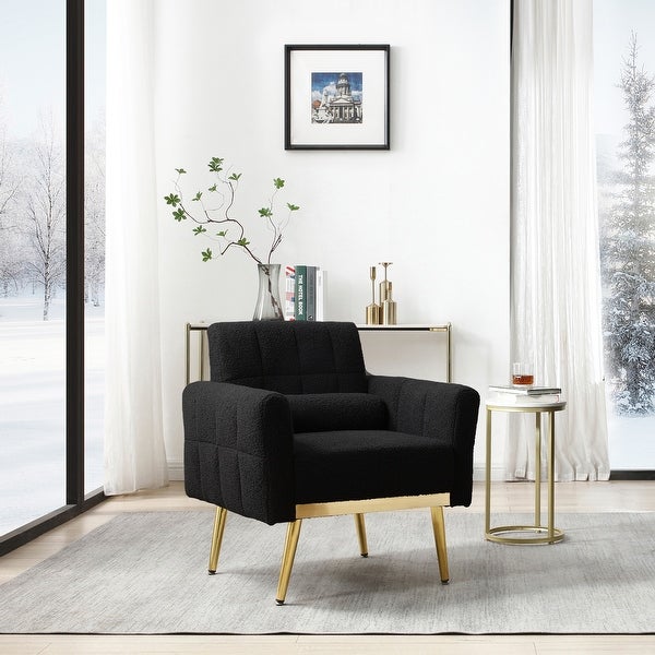 Teddy Fabric Accent Chair Modern Side Armchair with Gold Legs Sofa Chairs Reading Chair for Living Room Bedroom Waiting Room