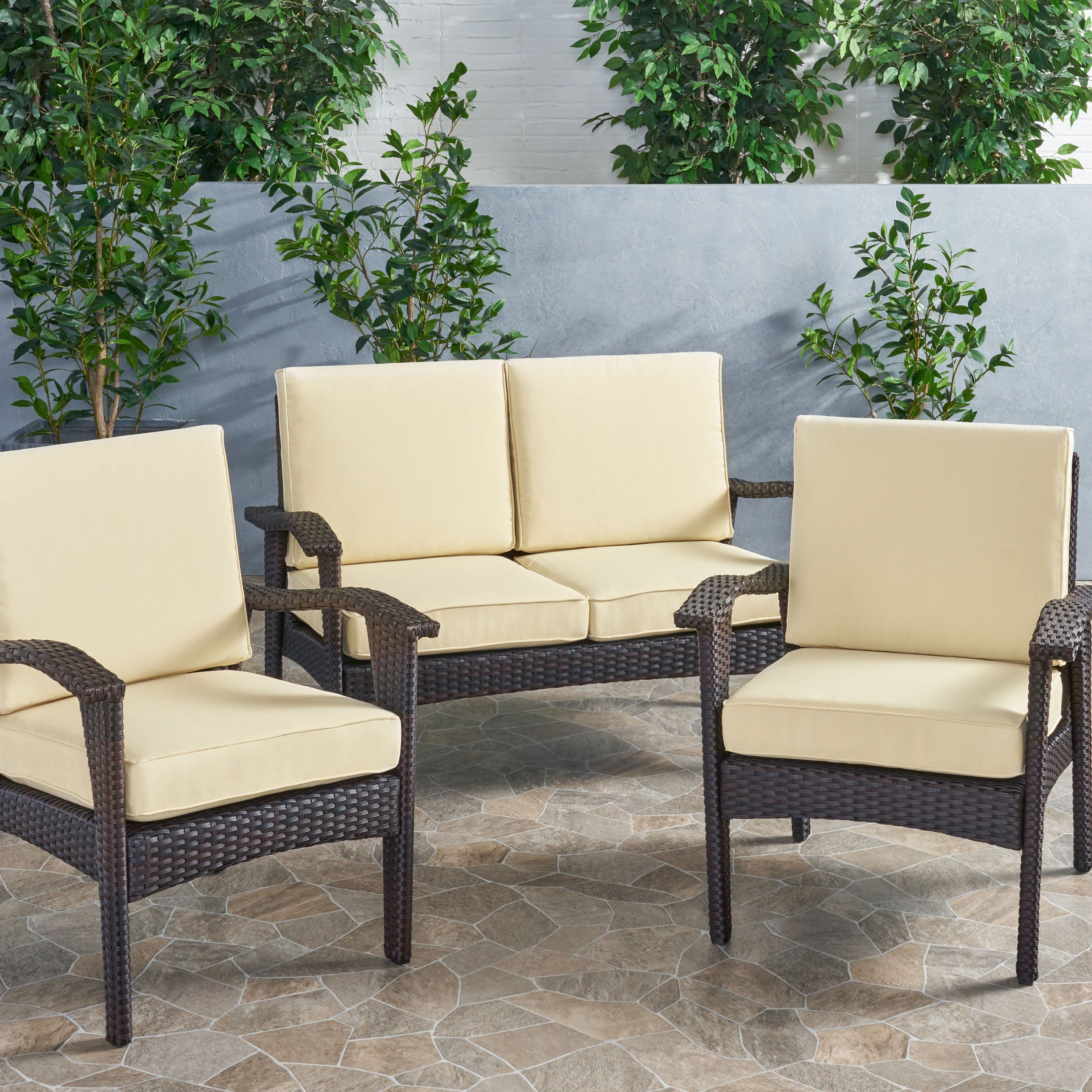 Atiyah Outdoor Water Resistant Fabric Loveseat and Club Chair Cushions