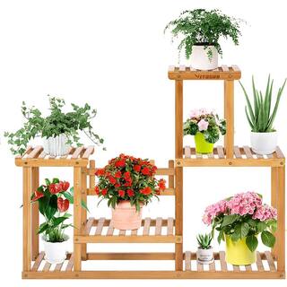 VIVOSUN 28.4in Tall IndoorOutdoor Bamboo Wood 7 Potted Plant Stand (6 -tiered) wal-PS013J