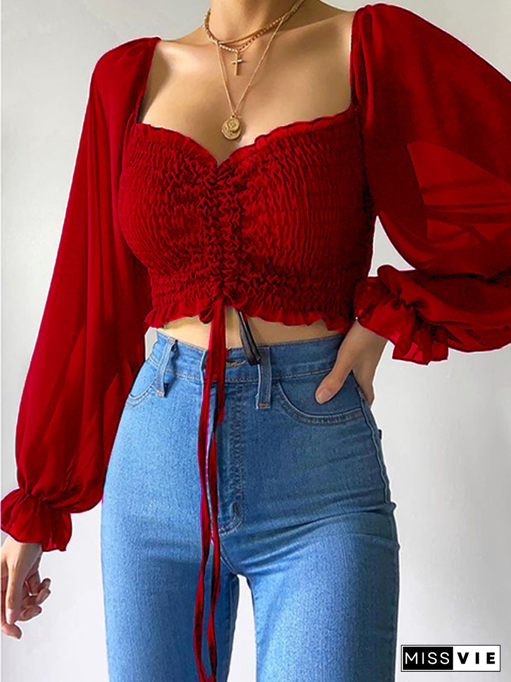 New Off Shoulder Chiffon T-Sleeves