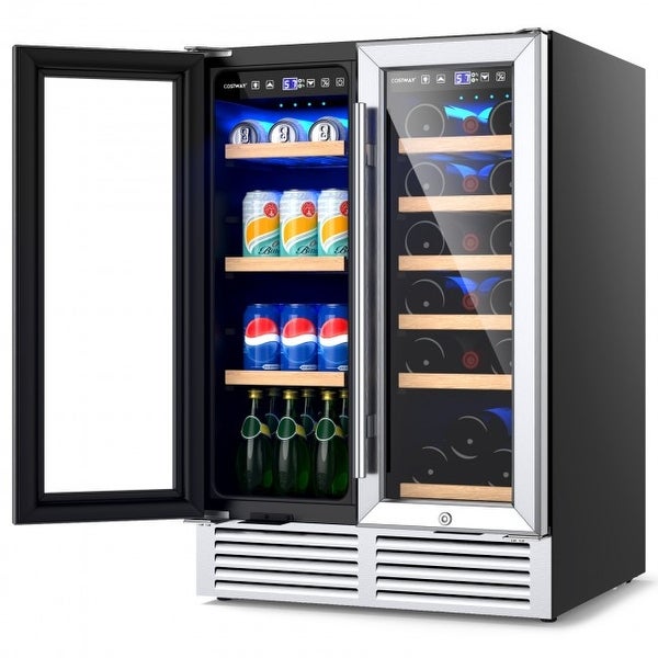 24 Inch Dual Zone Wine and Beverage Cooler-Silver