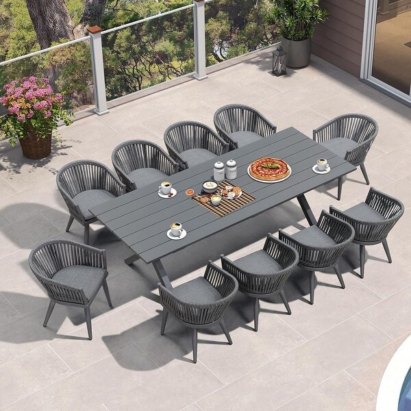 PURPLE LEAF Outdoor Dining Set with Patio Aluminium Dining Table and Wicker Rattan Chairs