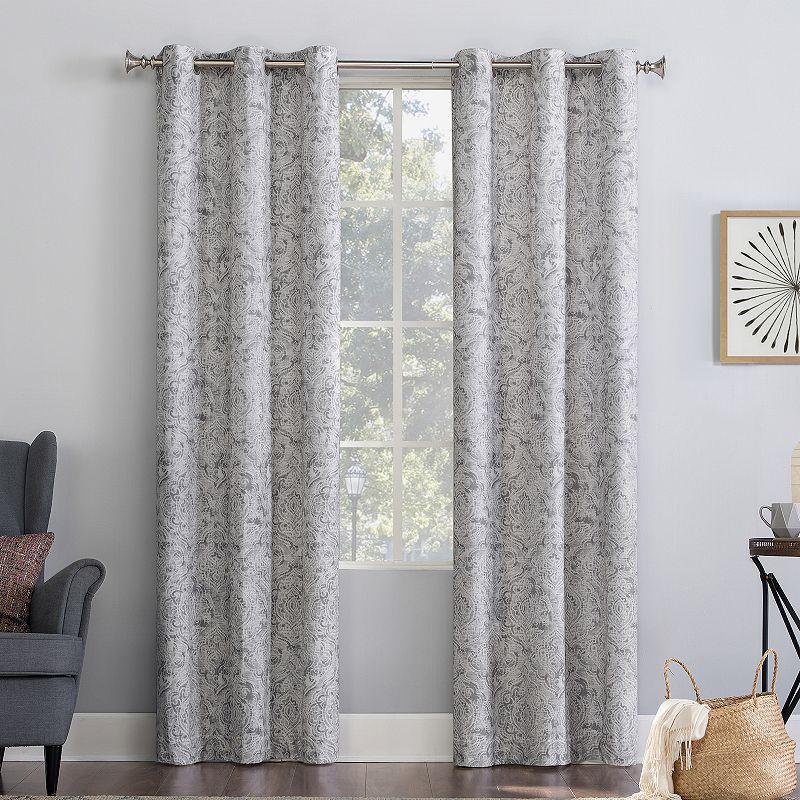 No. 918 Kenji Medallion Draft Shield Fleece Insulated Room Darkening Grommet Window Curtain