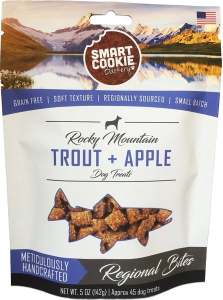 Smart Cookie Barkery Rocky Mountain Trout and Apple Grain-Free Dog Treats， 5-oz bag