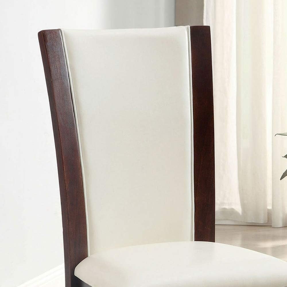 Style Comfort Contemporary 2pcs Side Chairs Dark Cherry And White Leatherette Cushion Seat Kitchen Dining Room Furniture