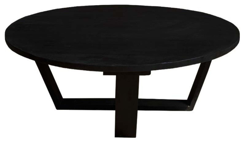 Coffeephile Black Solid Wood Round Coffee Table   Transitional   Coffee Tables   by Sierra Living Concepts Inc  Houzz