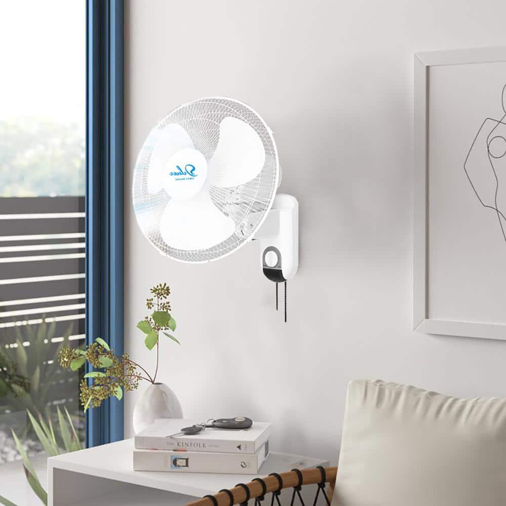 Amucolo 2 Pack 16 in Indoor White Wall Mount Fan with Adjustable Tilt and Quiet Operation Oscillating