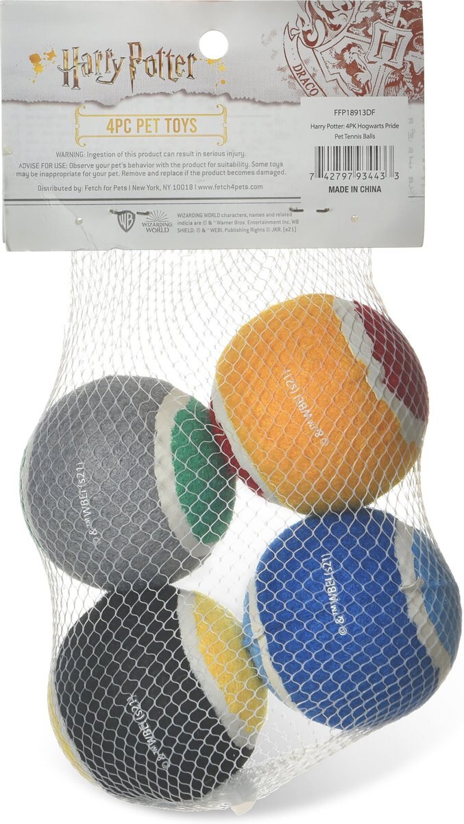 Fetch For Pets Harry Potter 4PK Hogwarts Pride Tennis Ball Dog Toy