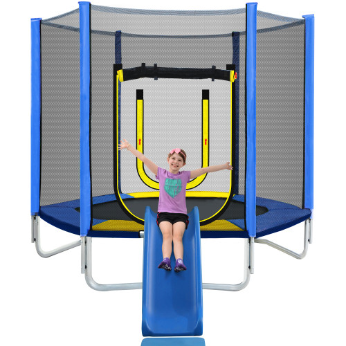 7FT Trampoline for Kids with Safety Enclosure Net ...