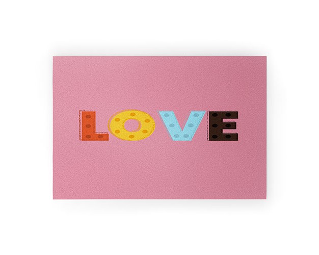 Showmemars Happy Love Typography Looped Vinyl Welcome Mat Society6