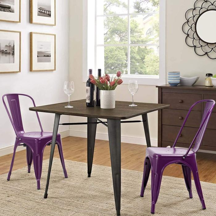 VINEEGO Metal Dining Chair Indoor-Outdoor Use Stackable Classic Trattoria Chair Fashion Dining Metal Side Chairs for Bistro Cafe Restaurant Set of 4 (Purple)