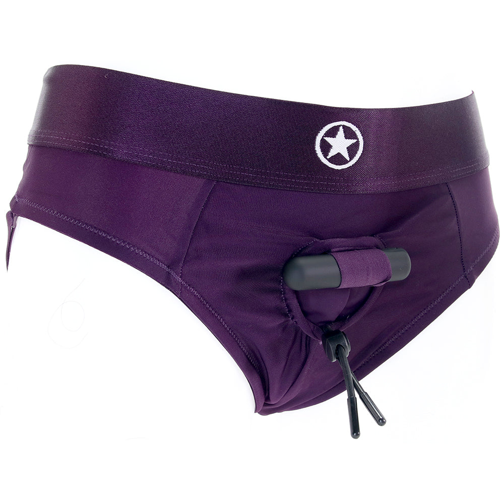 Ouch! Vibrating Purple Strap-on Strappy Thong /L