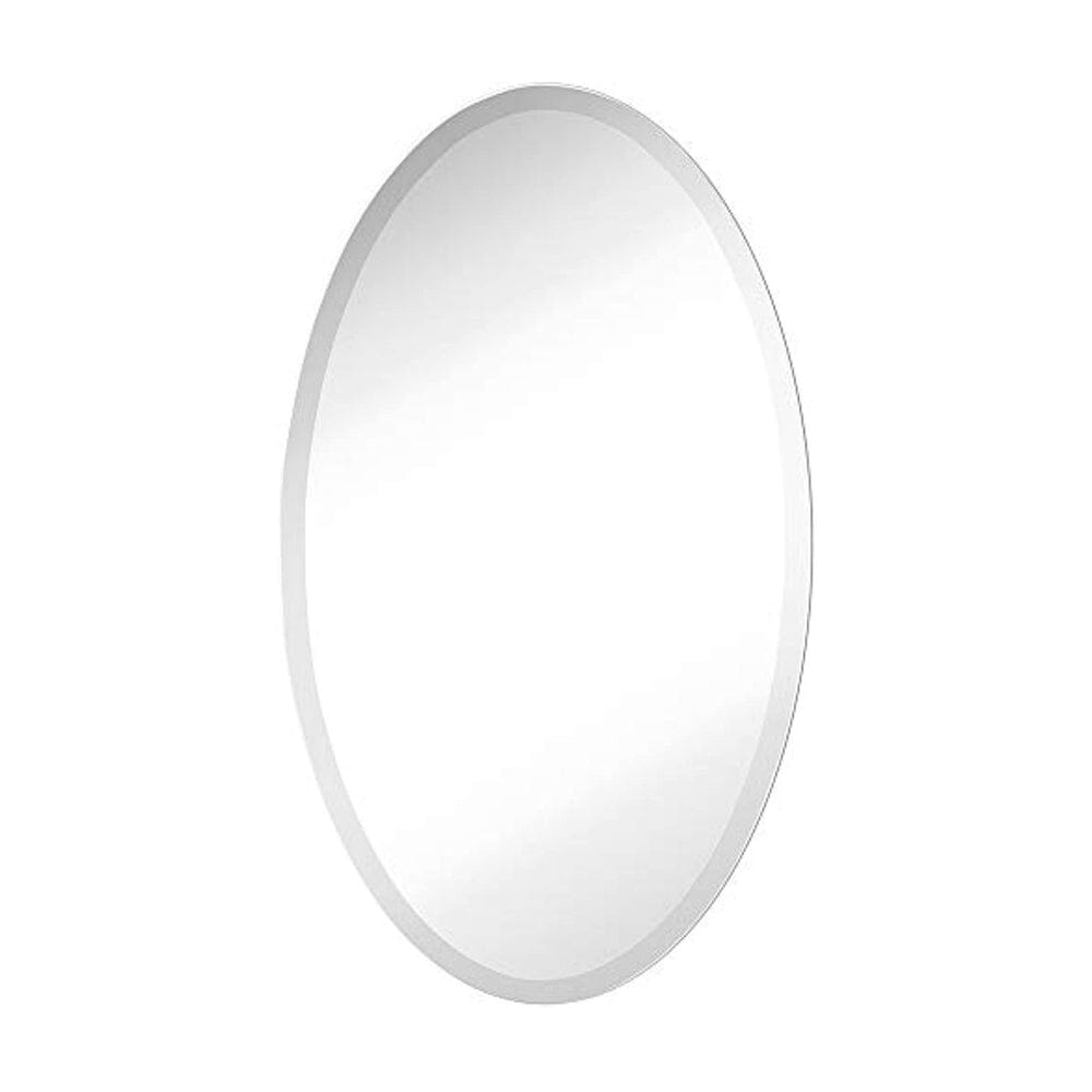 Large Simple Round Streamlined 1 Inch Beveled Oval Wall Mirror (24