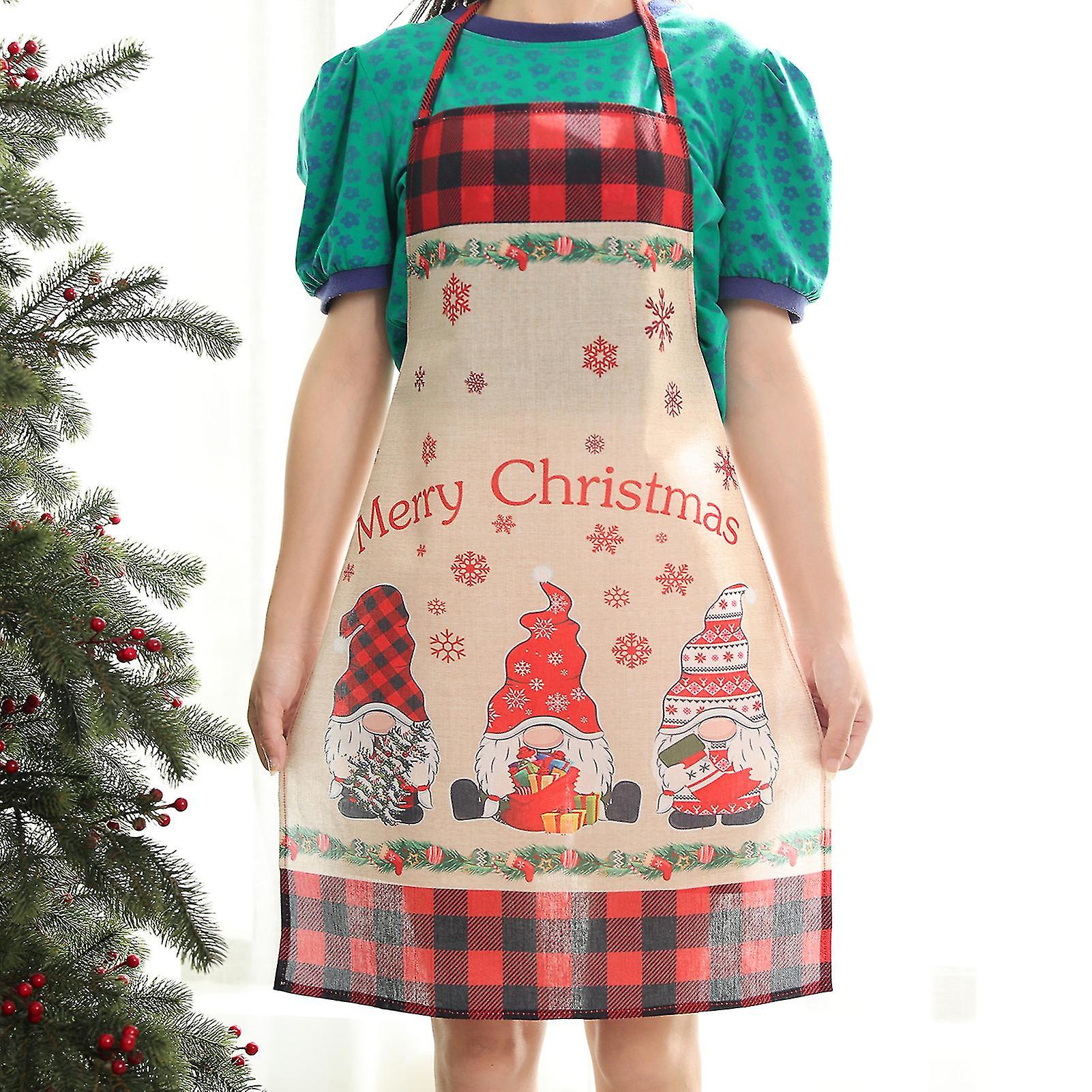 Kitchen Apron Rudolph Man Patterns Wear-resistant Fine Sewing Reusable Decorate Washable