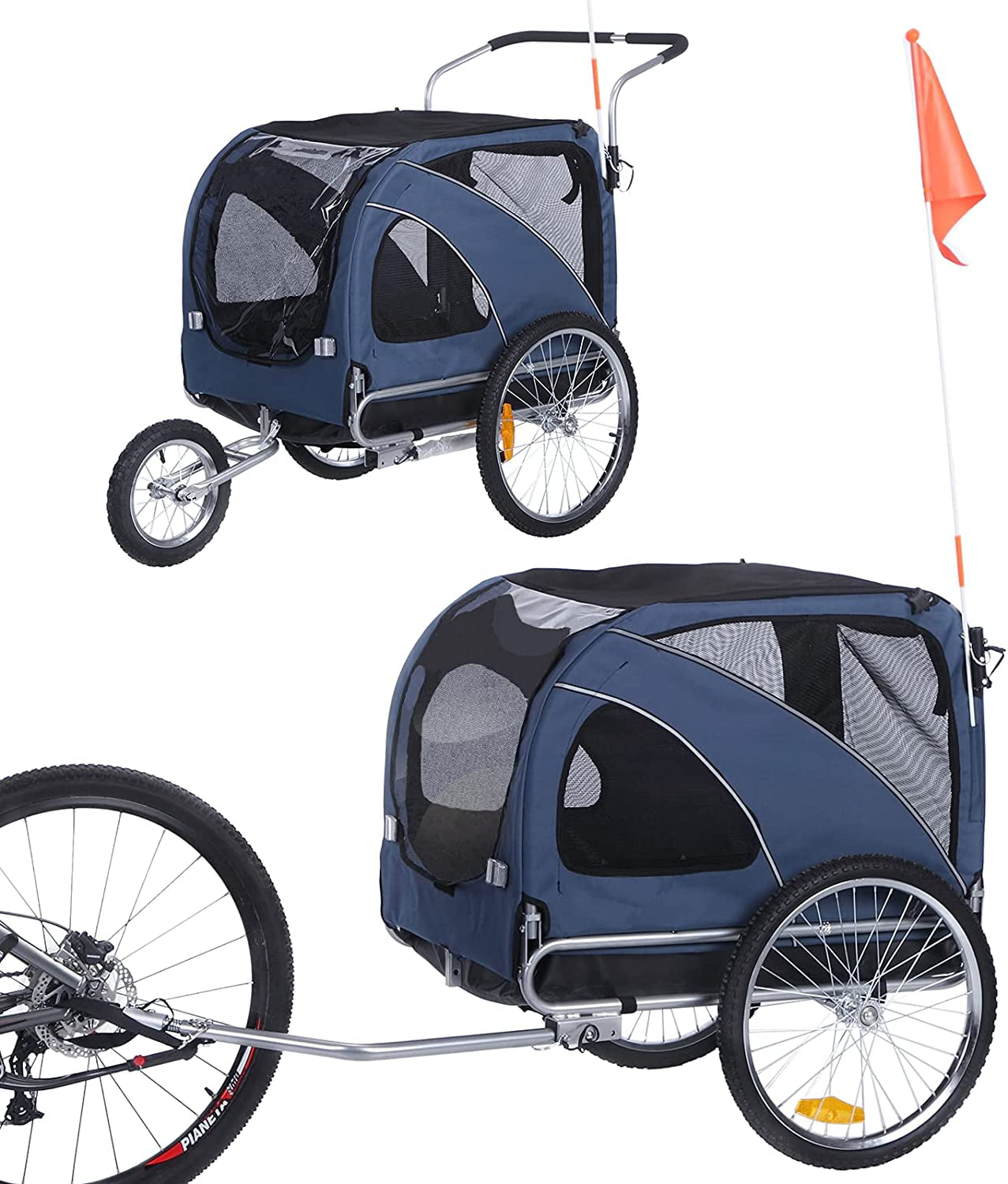 OWSOO Large pet Trailer and Jogger 2 in 1 Function(BLUE)