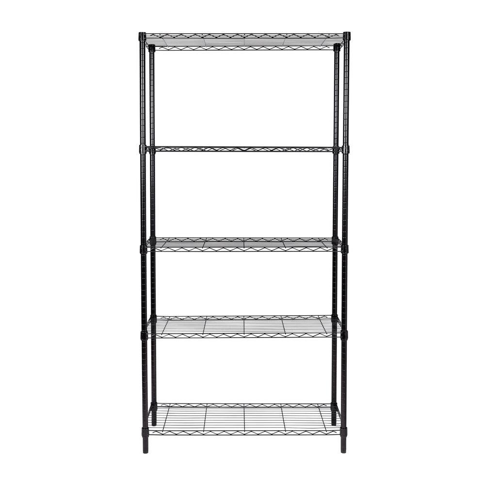 Honey-Can-Do Black 5-Tier Metal Wire Shelving Unit (14 in. D x 36 in. W x 72 in. H) SHF-01442