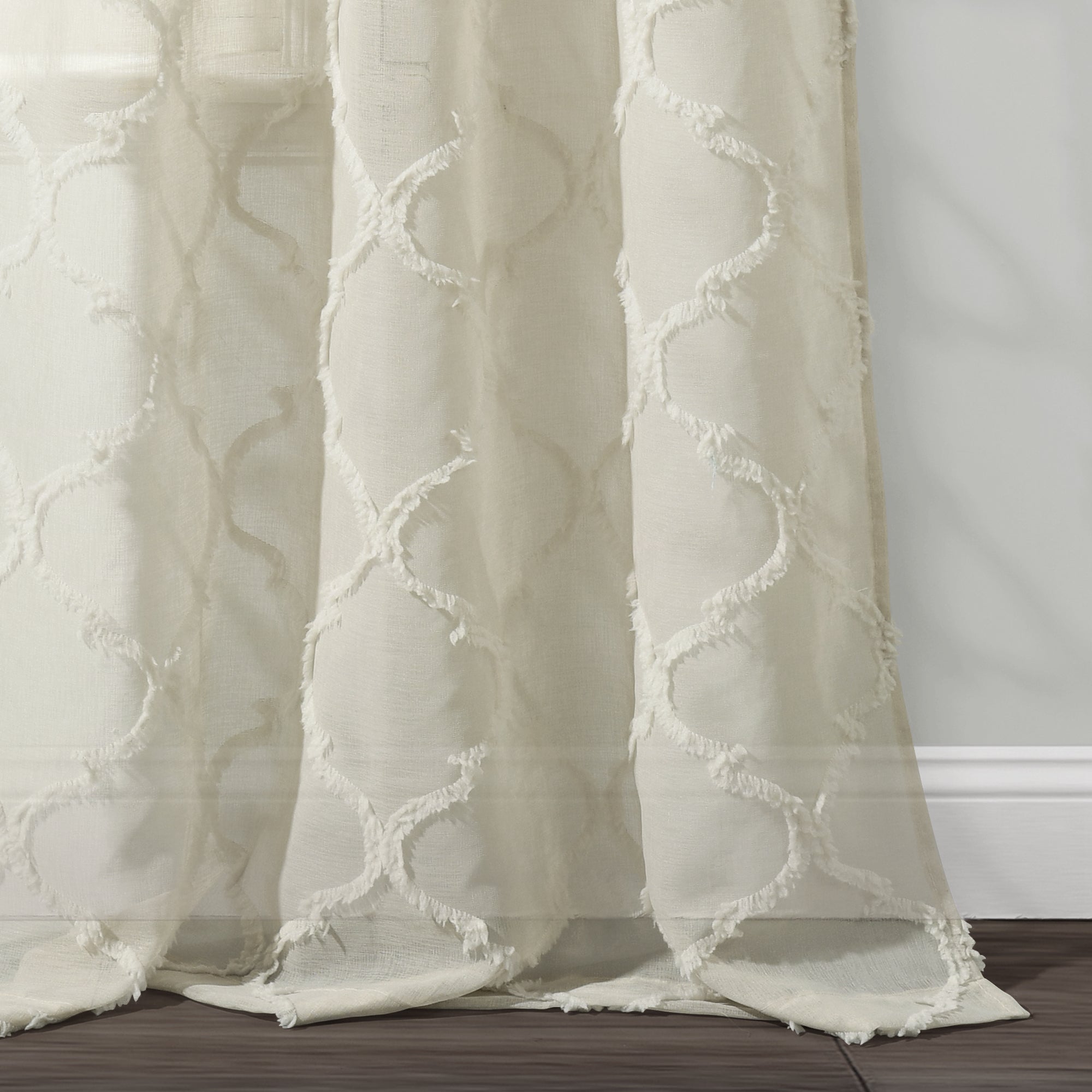 Avon Trellis Grommet Sheer Window Curtain Panel Set