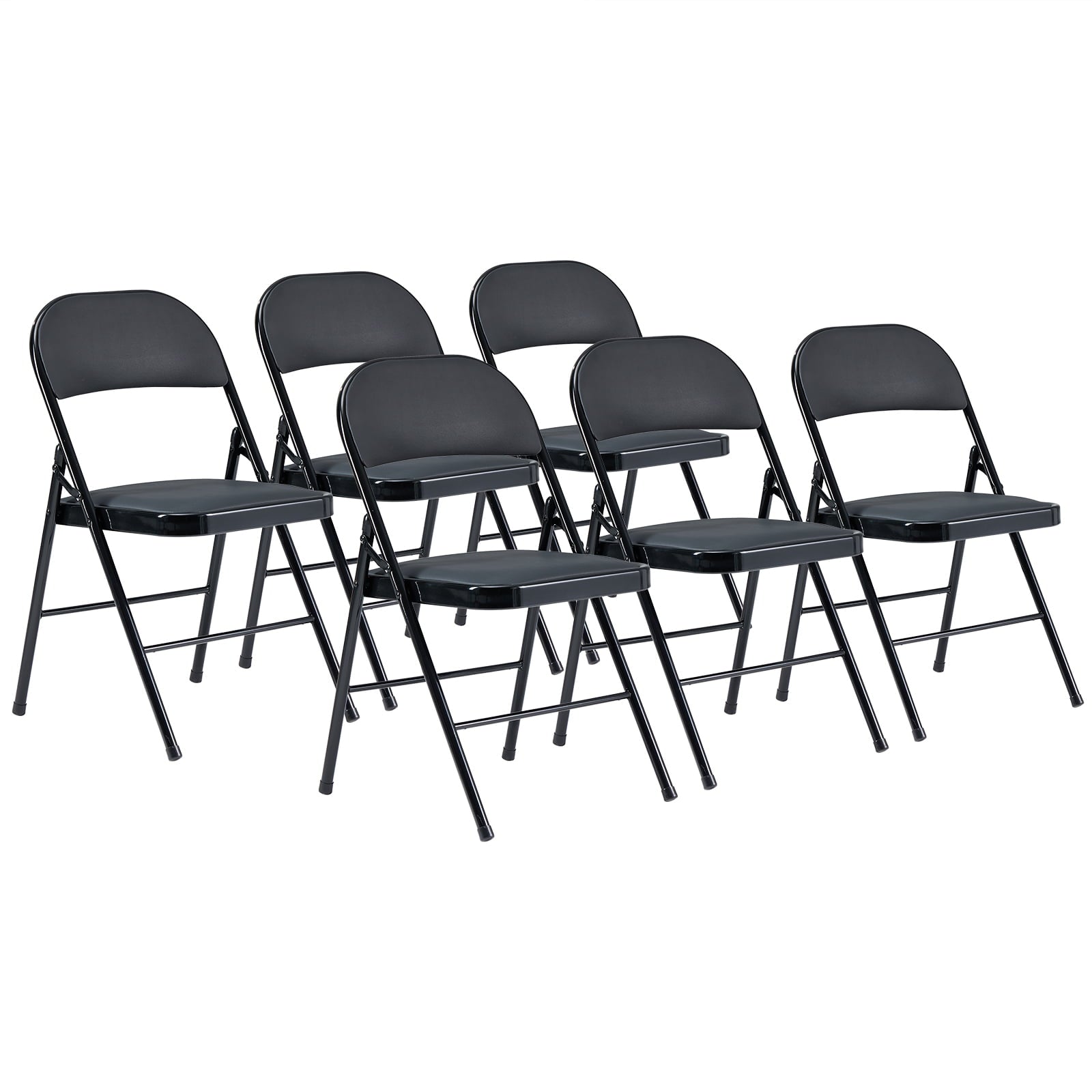 UBesGoo 6 Pack Folding Chairs Cushioned Padded Seat Wedding Chairs with Metal Frame Black