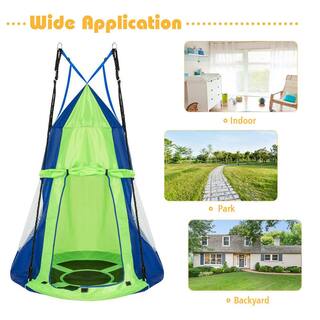 Gymax 40 in. Kids Hanging Chair Swing Tent Set Hammock Nest Pod Seat Green GYM04746