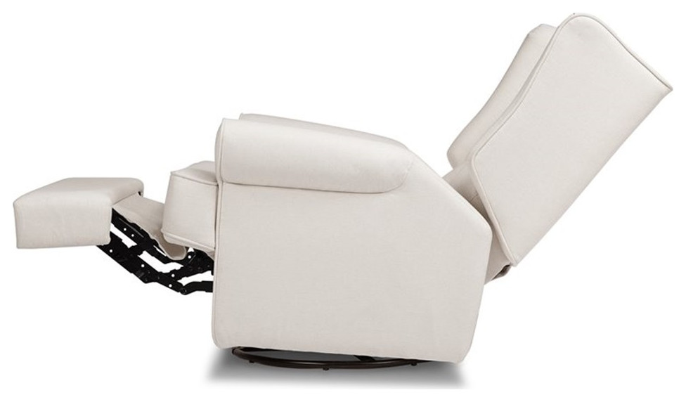 Bowery Hill Tufted Modern Fabric Swivel Power Recliner in Cream   Transitional   Recliner Chairs   by Homesquare  Houzz