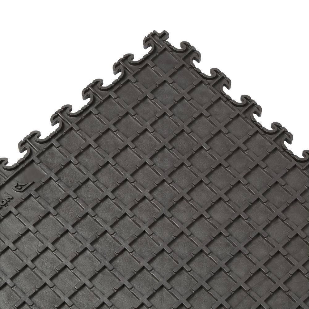 Norsk Multi-Purpose 18.3 in. x 18.3 in. Metallic Graphite PVC Garage Flooring Tile with Raised Diamond Pattern (6-Pieces) NSMPRD6MG