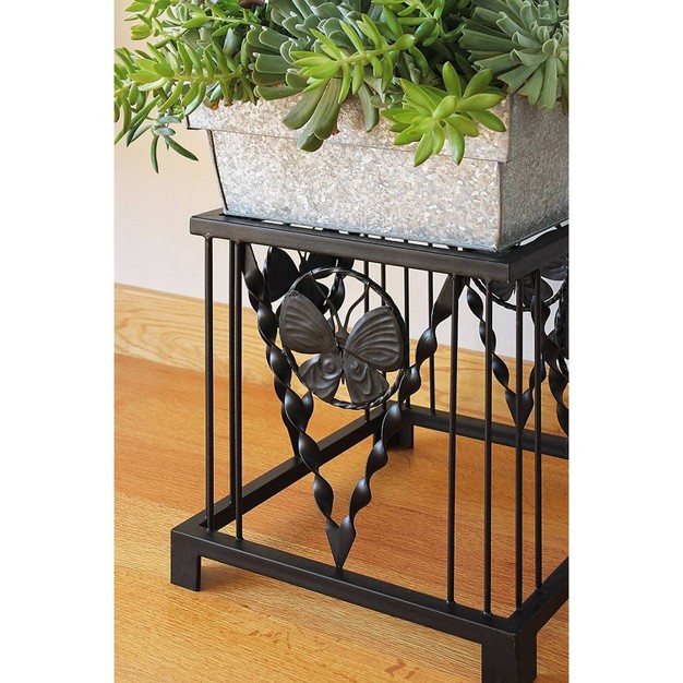 Iron Modern Indoor Outdoor Julia Butterfly Plant Stand Black Powder Coat Finish Achla Designs