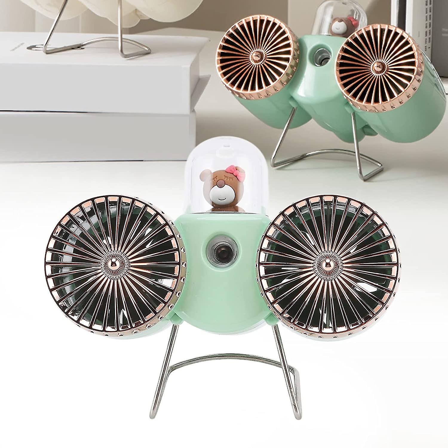 Usb Table Fan Table Fan Lamp 3 Speed Double Blade For Beds ()