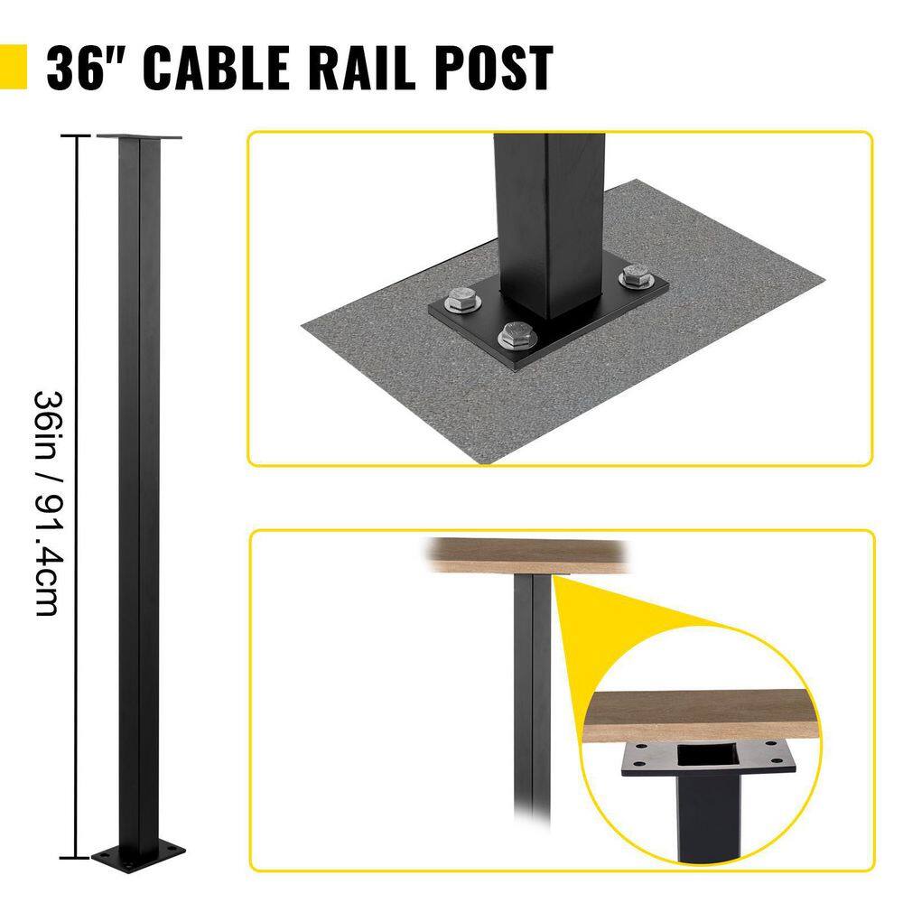 VEVOR Stainless Stair Handrail 36 in. x 1.5 in. x 1.5 in. Cable Railing Post Without Hole Deck Railing with Mount Bracket LGZ91.43.83.8QO7KV0