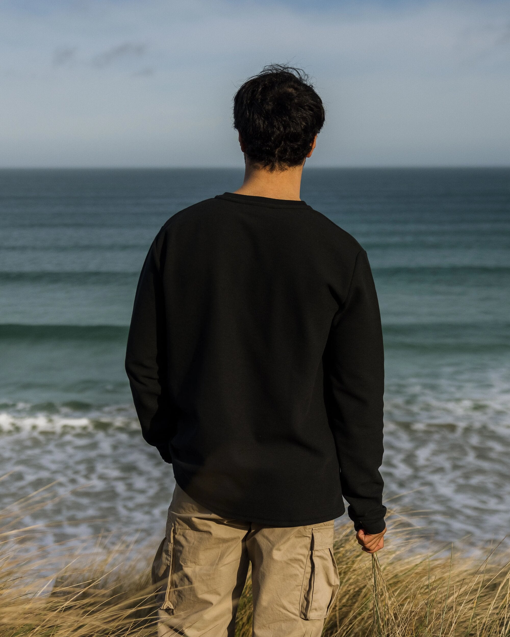 Stream Button Up Henley - Black