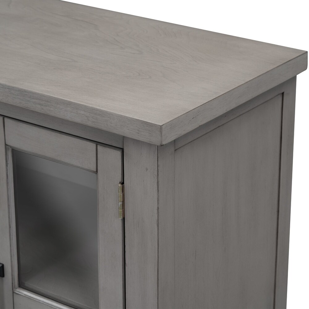 Featured Four door Storage Cabinet with Adjustable Shelf and Metal Handles