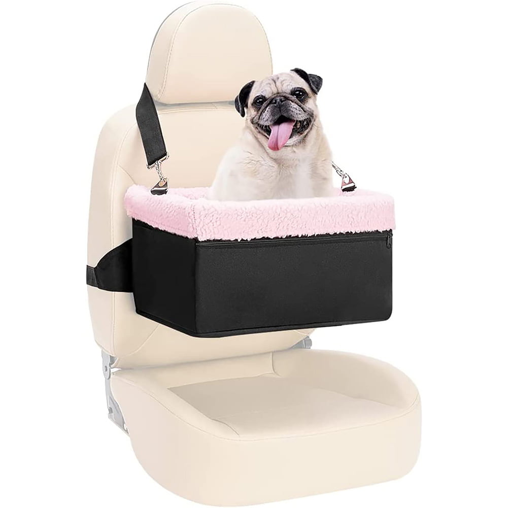 Puppy car seat upgrade luxury portable pet dog booster car seat with clip on safety harness for small pets under 26 lbs.