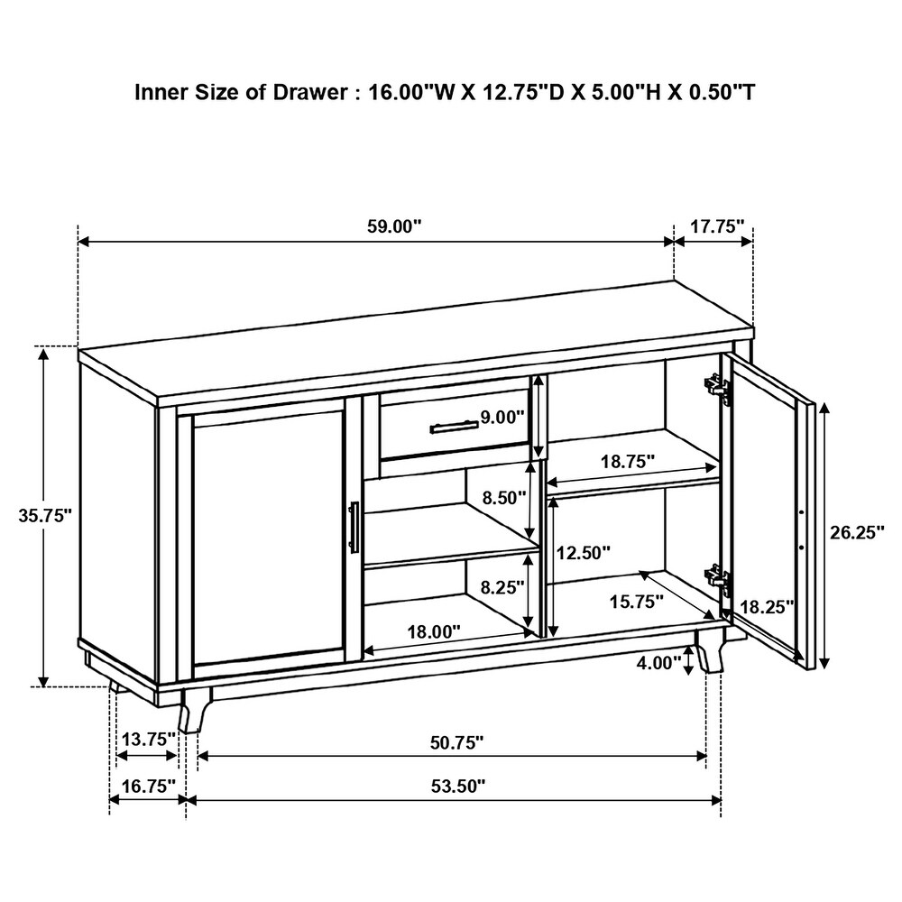 Coaster Furniture Reynolds 2 door Dining Sideboard Server Brown Oak   59.00'' x 17.75'' x 35.75''