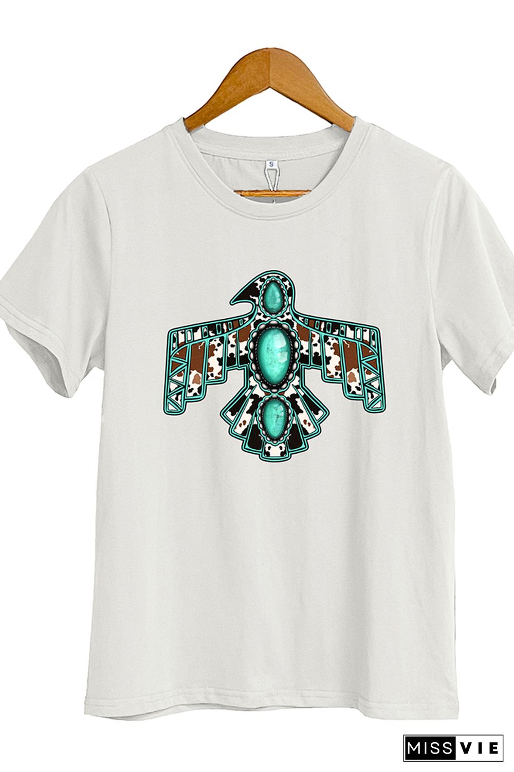 Cowhide Turquoise Thunderbird Graphic T-Shirt Wholesale