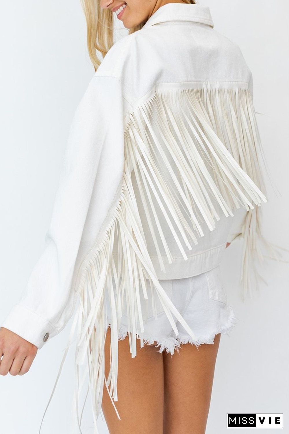 Festival Gypsy Western Fringe Denim Jacket With-Tassels