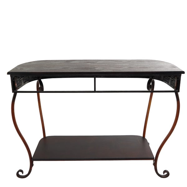 Brown Iron Traditional Console Table 32 x 43 x 14 - 43 x 14 x 32